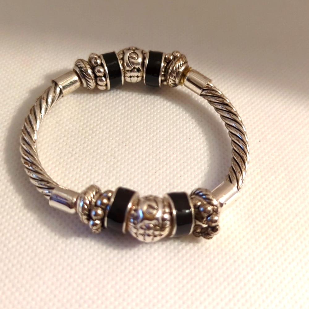 Roman& Sunstone Silver Bracelet with Beads